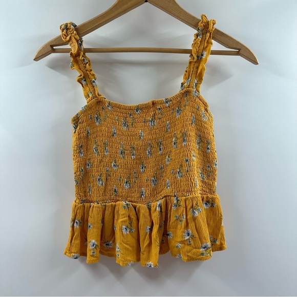 Forever 21 Yellow Floral Smocked Tank Top – Size Medium - Picture 1 of 5